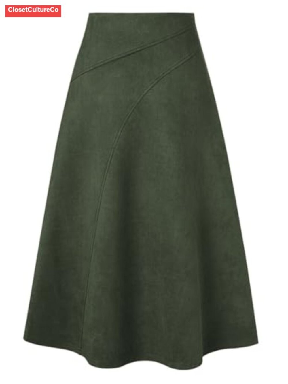 Faux Suede High Waist A-Line Midi Skirt for Fall Winter Work